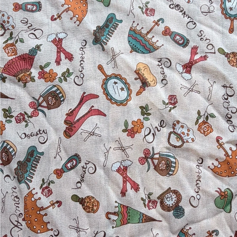 Orange Polka Dot and more print silk Scarf.